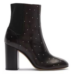 Rag & Bone Black Agnes Leather Round Toed Beaded Accent Chelsea Heel Booties
